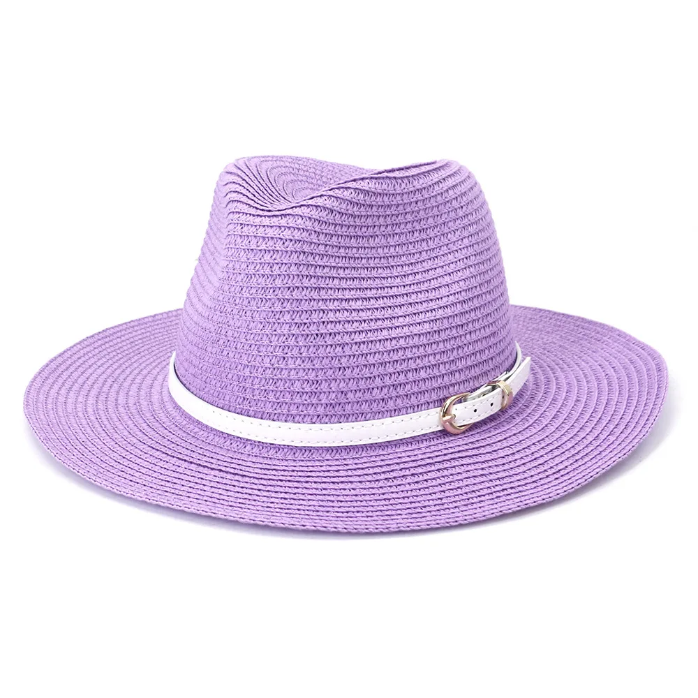 BUTTERMERE Panama Hat Straw Men Women Hat Red Light Blue Yellow Purple Caramel Summer Hat Belt Decorate Sunhat Chapeau Sombrero