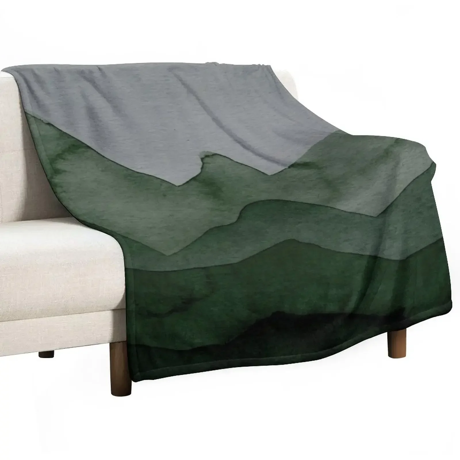 Mountains in green, gray, black, forest Throw Blanket Hairys Decorative Sofa Blankets