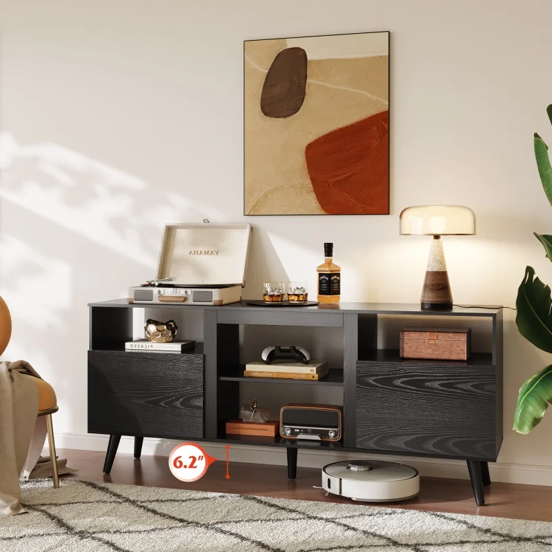 TV Stand for 65 Inch TV Entertainment Center with 2 Storage Cabinets Media Console for Living Room Bedroom Office