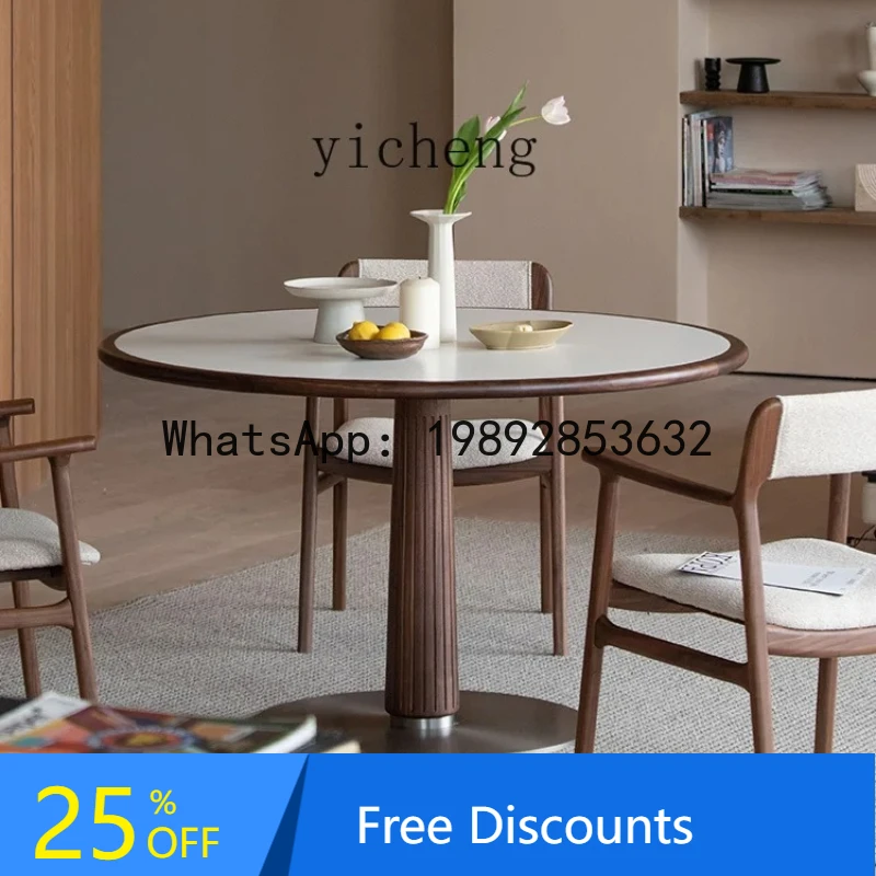 

A1 round table rock slab model, home furnishing | Solid wood rock slab dining table household small apartment high sense