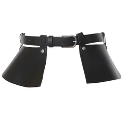 Sexy Women Black leather Corset belt for dress 2 way use movable fringe girdle square metal pin buckle fashion girl strap bg-008