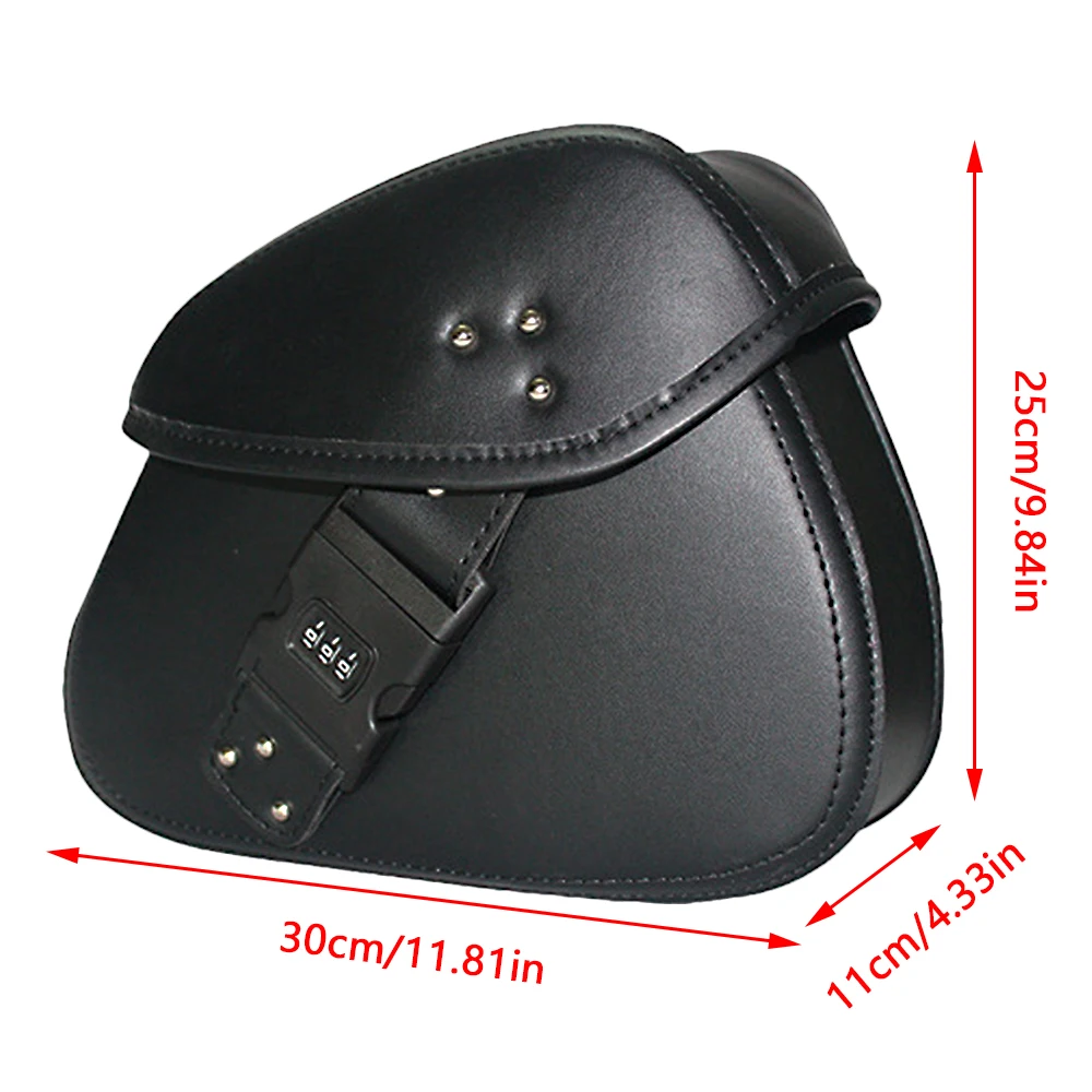 Motorcycle Side Bags with Anti-theft Code Buckle Saddle Bags BlackPU Leather Universal For Honda/Suzuki/Kawasaki/Yamaha