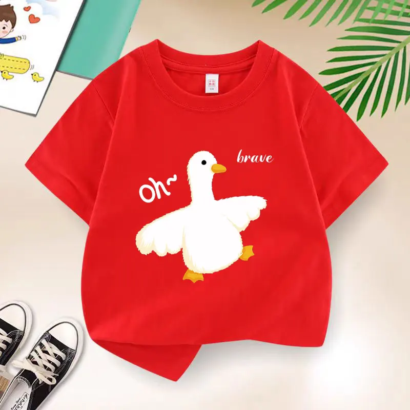 2-12 Years Little Duck Baby Graphic Print T-shirt for Girls Pink Cotton Baby Kids Tops Tee Summer Cute Cartoon T Shirt Y2K Tops image 5
