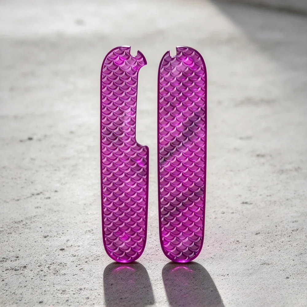 1 pair Purple Transparent Acrylic Scales Handle Patches for 91MM Knives 4 Patterns Design Handle DIY Material