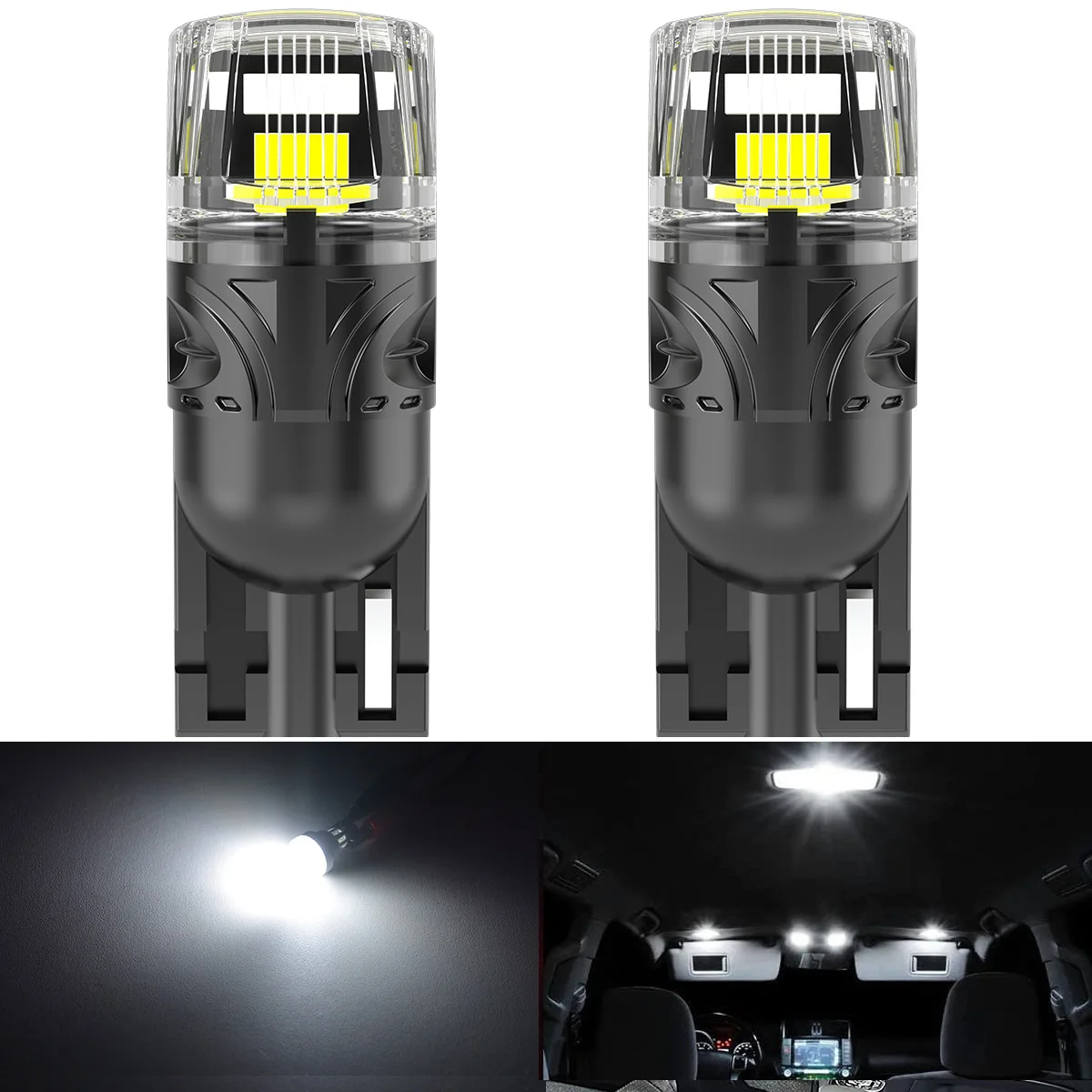 2Pcs Canbus T10 LED W5W LED Bulb No Error Car Interior Trunk Lights Side Marker License Plate Lamp White Super Bright