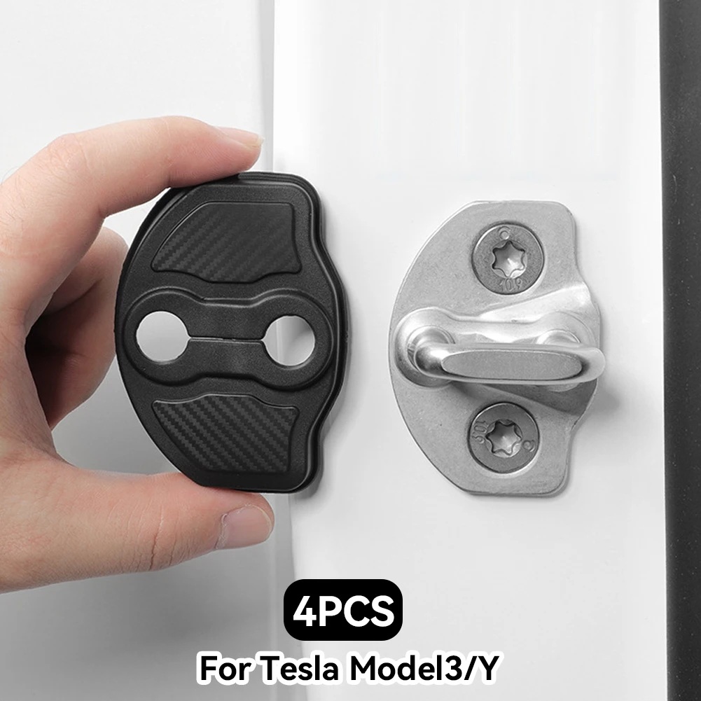 4Pcs/set Car Styling Door Lock Protection Cover Cap Modification Accessories for Tesla MODEL 3 Y 2023 Auto Interior Accessories