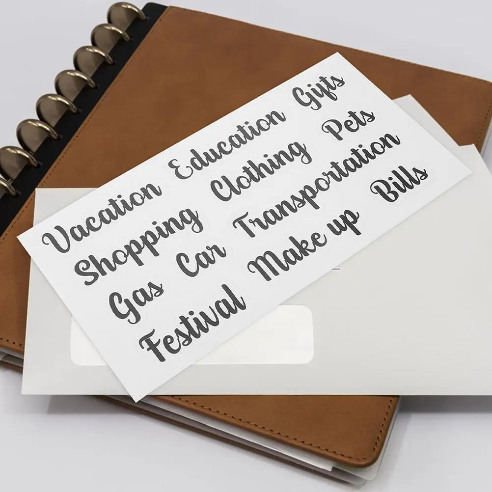 10 Sets Letter Label Stickers PVC Self Adhesive Sticky Labels for Cash Envelope Personalized Font Classic Colors