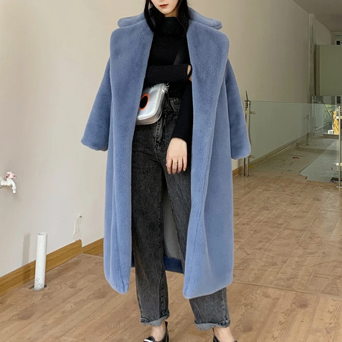 2023 New Women Winter Warm Faux Fur Coat 5XL Thick Women Long Coat Hooded Women Velvet Long Coat 3XL Casaco Feminino