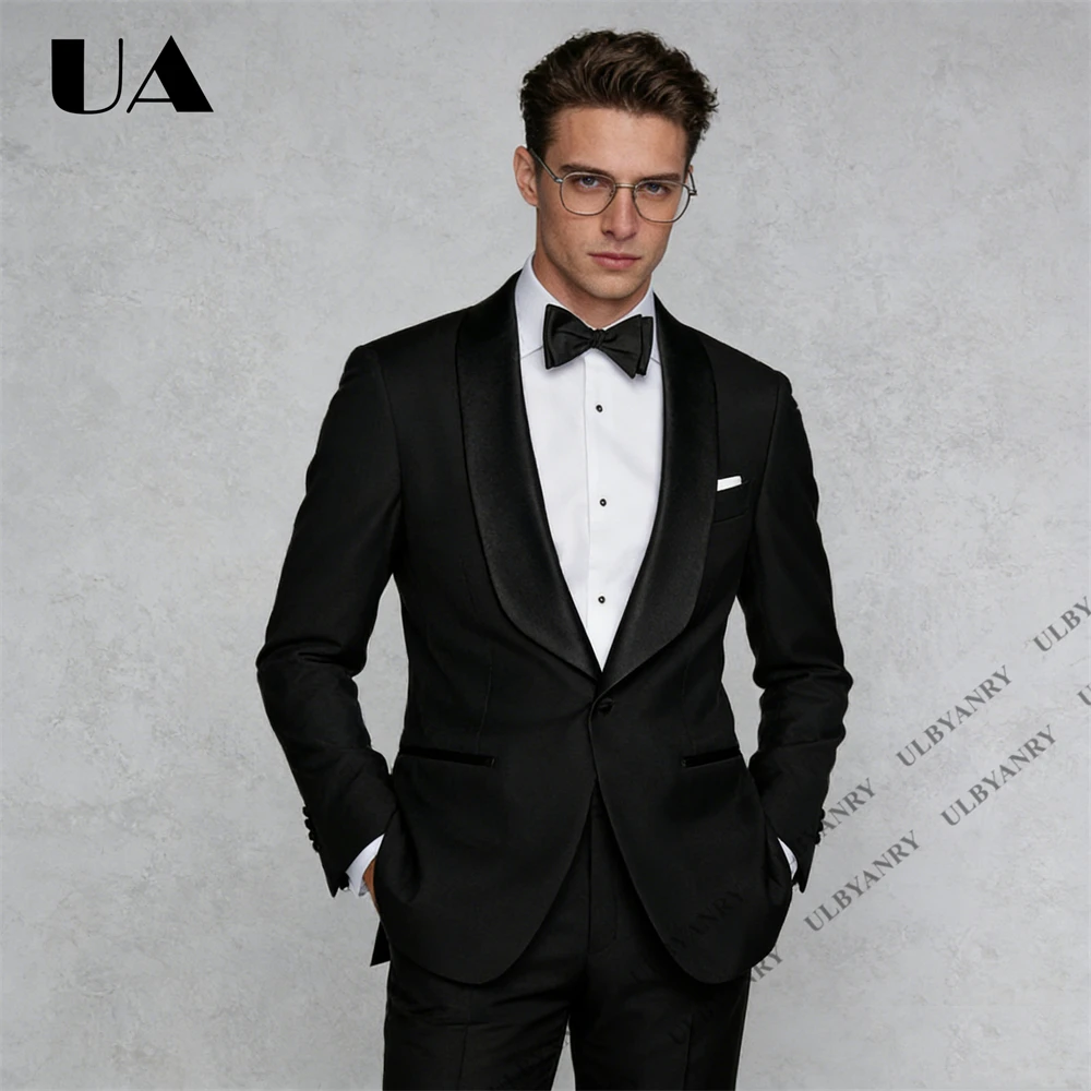 

ULBYANRY Tailored Men’s Tuxedo Two-Piece Satin Peak Lapel Sophisticated Ballroom Dress Code for Formal Party Men’s Premium Suit