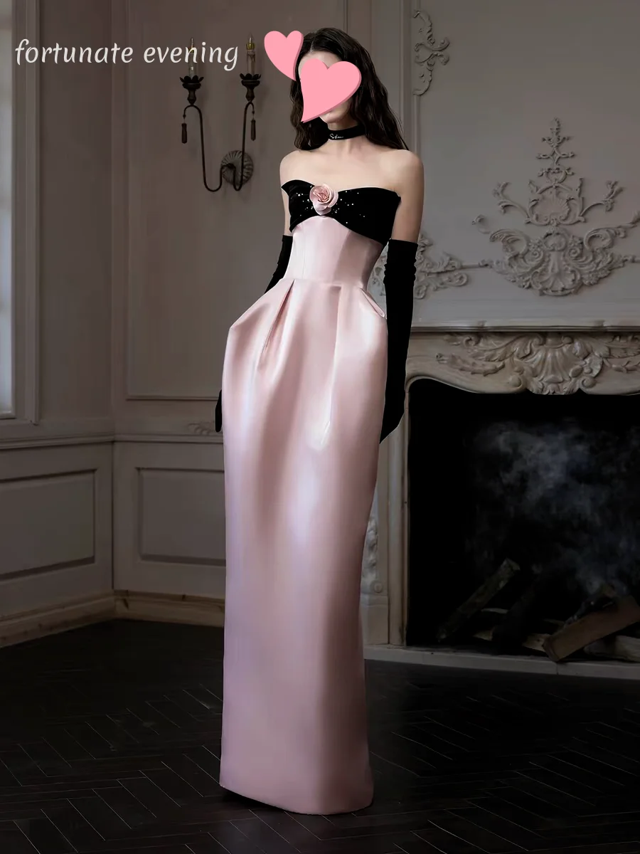 

Fortunate Evening Elegant Vintage Sweet Pink Flower Shiny Stylish New Customized Formal Occasion Prom Dress Evening Party Gowns