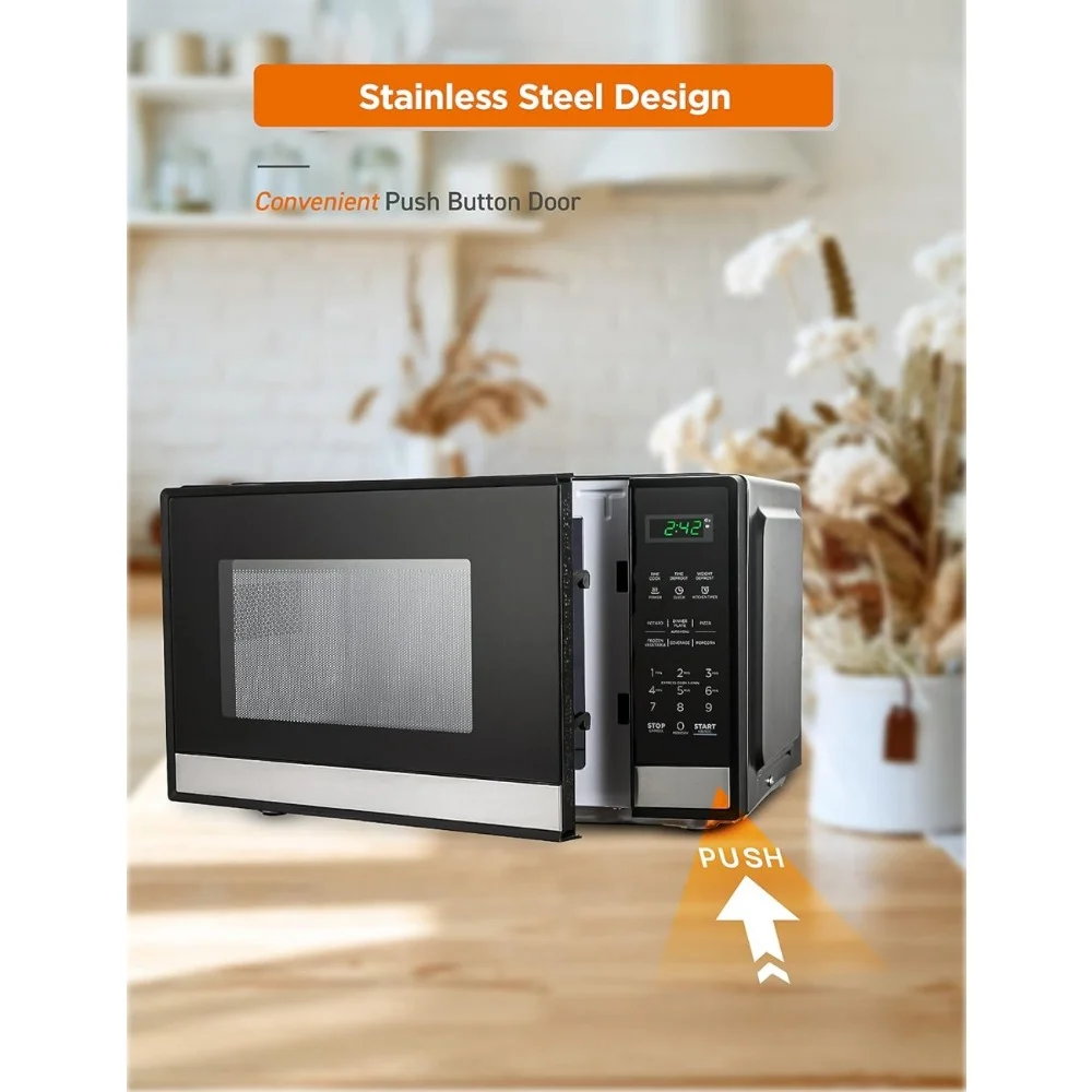 Oven Microwave dengan kontrol sentuh & tampilan Digital, 10 Level daya dan tombol tekan pintu, oven Desktop Microwave