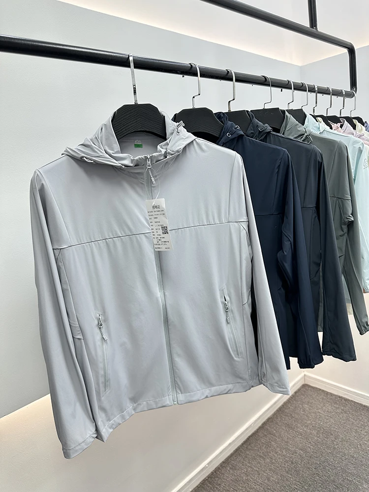 

Мужская модная куртка для активного отдыха с капюшоном из ледяного шелка, дышащая, с охлаждающим эффектом, защита от солнца UPF00, УФ-защита