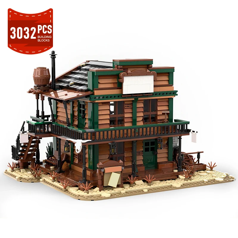 

MOC City Architecture Wild Wested House Building Block Assemble Model MOC-151938 Sheriff Office Suburb Brick Toy Xmas Gift