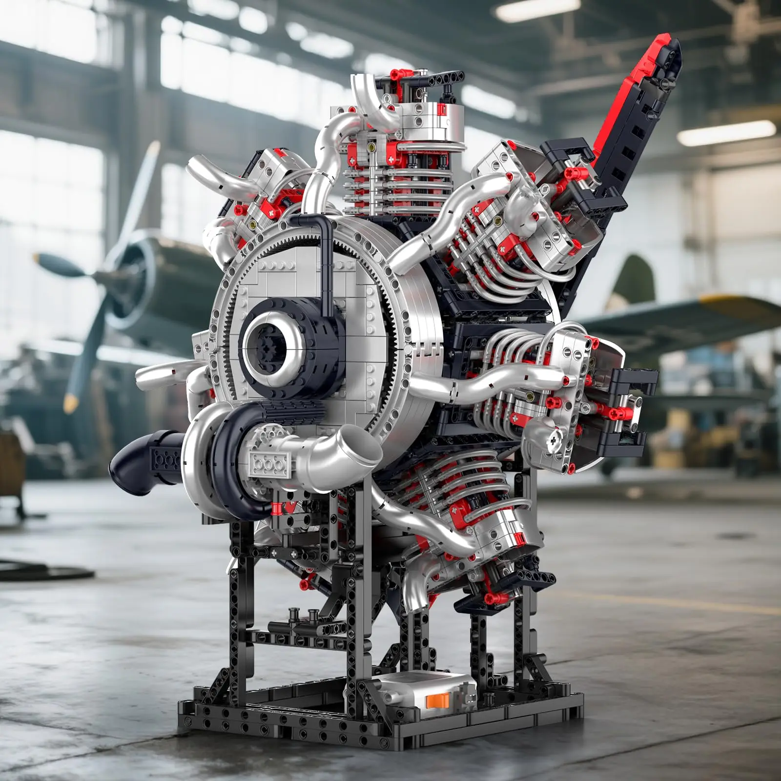 3089개 항공기 엔진 조립 세트, 14세 이상 청소년/성인용 군용 엔진 모델 키트, 전시용 STEM 엔지니어링 장난감