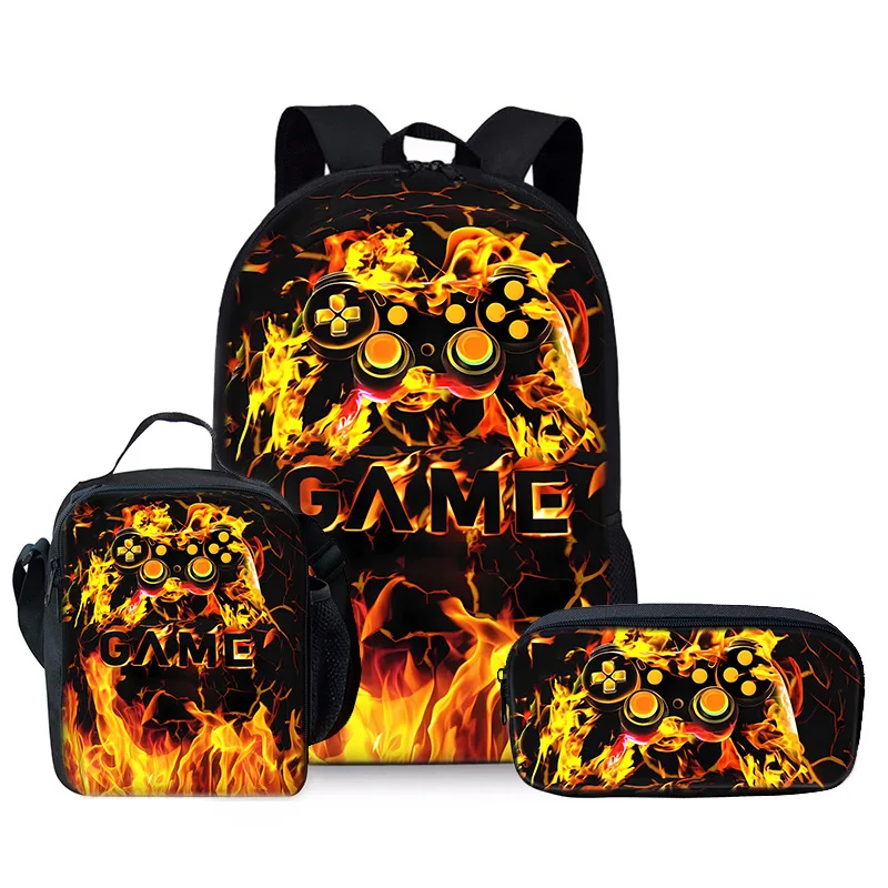Classic Popular Funny game pad 3D Print 3pcs/Set pupil School Bags Laptop Daypack Backpack Crossbody Lunch bag Pencil Case