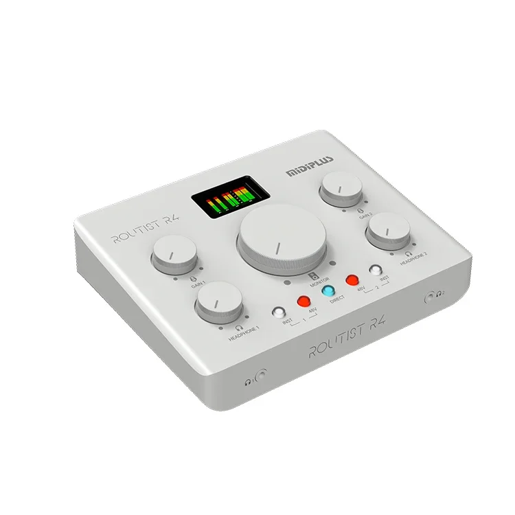 Midiplus Routist R4 Professional 2 Channel USB Studio Sound Card Recording 24 Bit 192Khz Audio Interface For Live Streaming