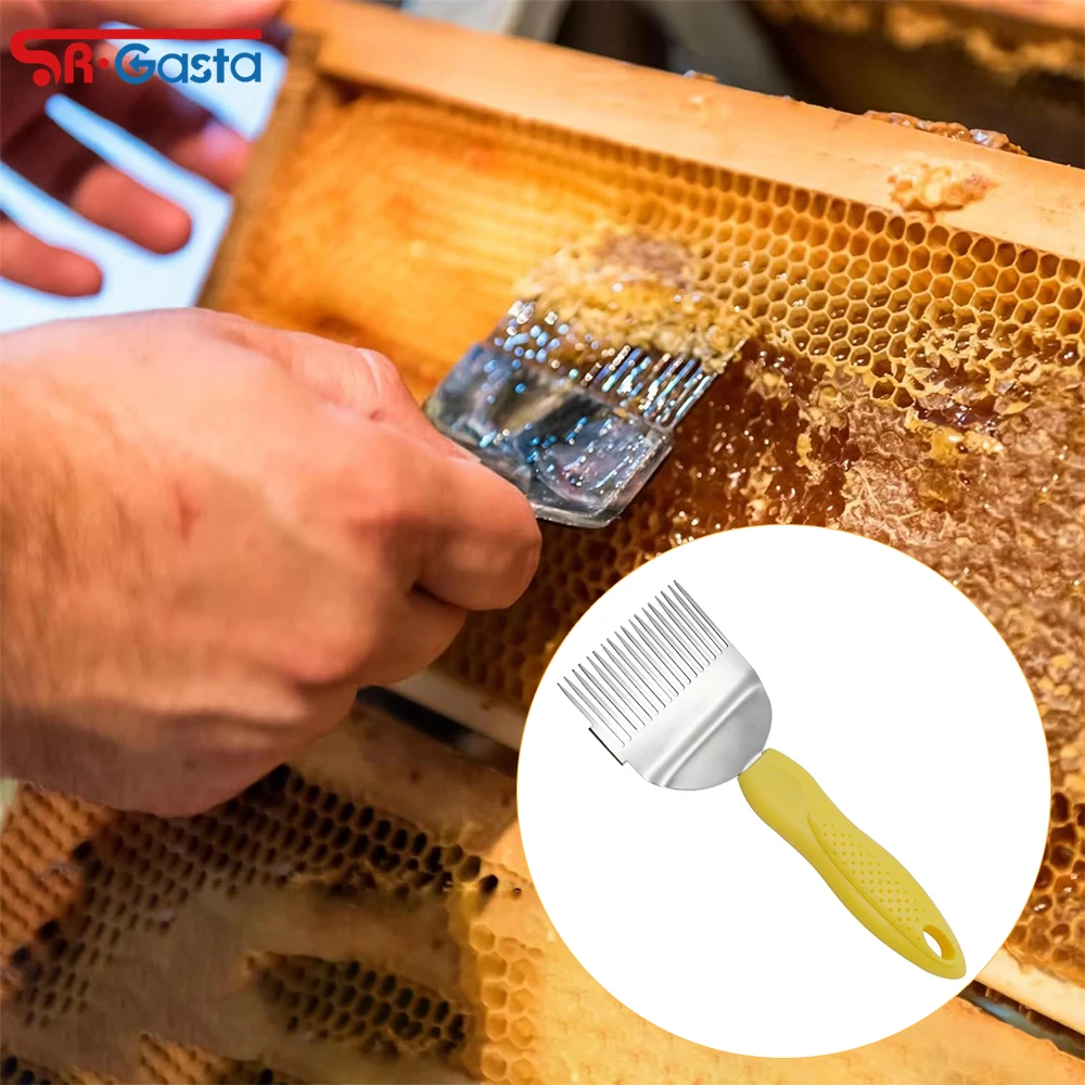 2PCS Stainless Steel Honey Fork Honey Pin Needle Cutter Scraper Beekeeping Tools Durable Honey Fork With Plastic Handle