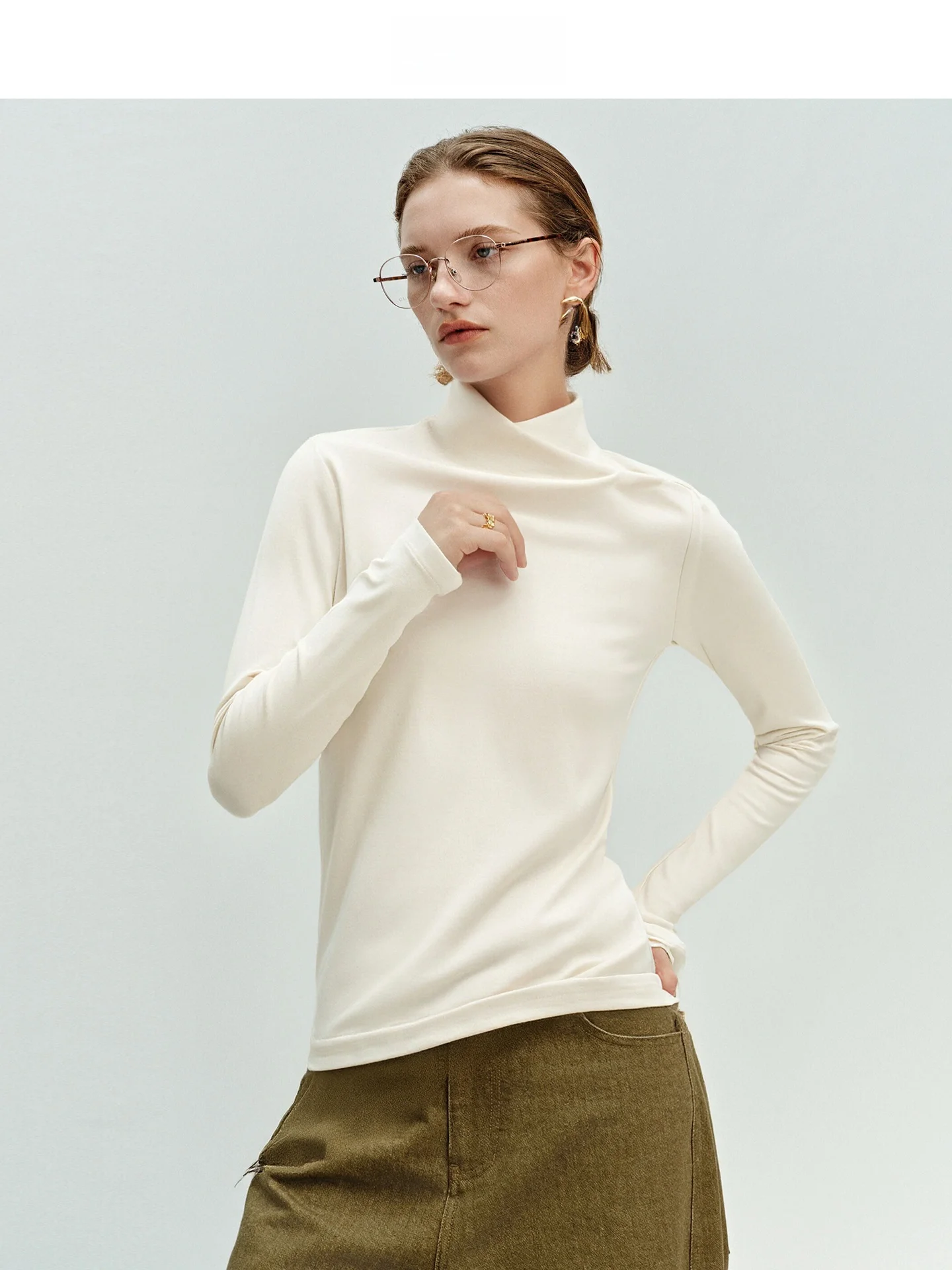 

Универсальная термофутболка SueM с высоким воротником, утепленная, для женщин, зимняя, повседневная, приталенного кроя