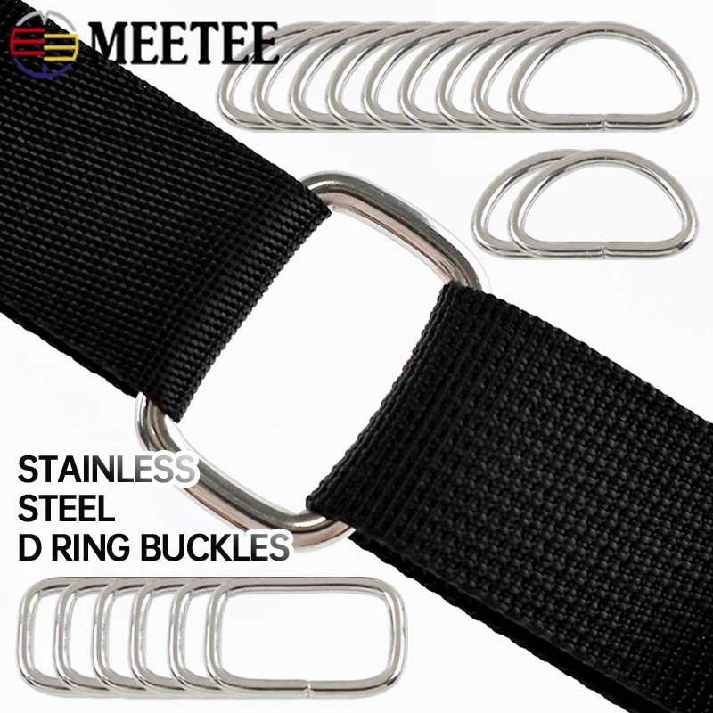 

5/10Pcs Stainless Steel Ring Buckles 20/25/32/38mm Square Clasp Bag Strap D Rings Dog Collar Carabiner Clips Keychain Loops Hook