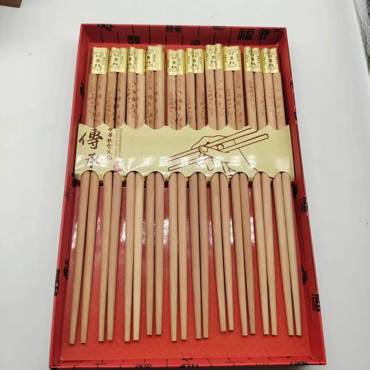 Imitation Yew Wood Chopsticks Gift Box Retro Wood Chopsticks Wooden Craft Household Tableware Festival Present Party Supply
