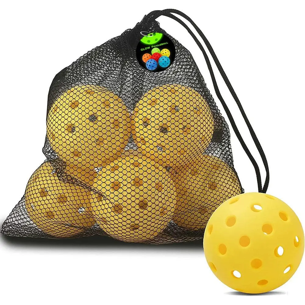 

New 74MM 40 Holes Luminous Pickleball Glow in The Dark Multicolor Seniors Tennis Elastic Glowing Balls Competition