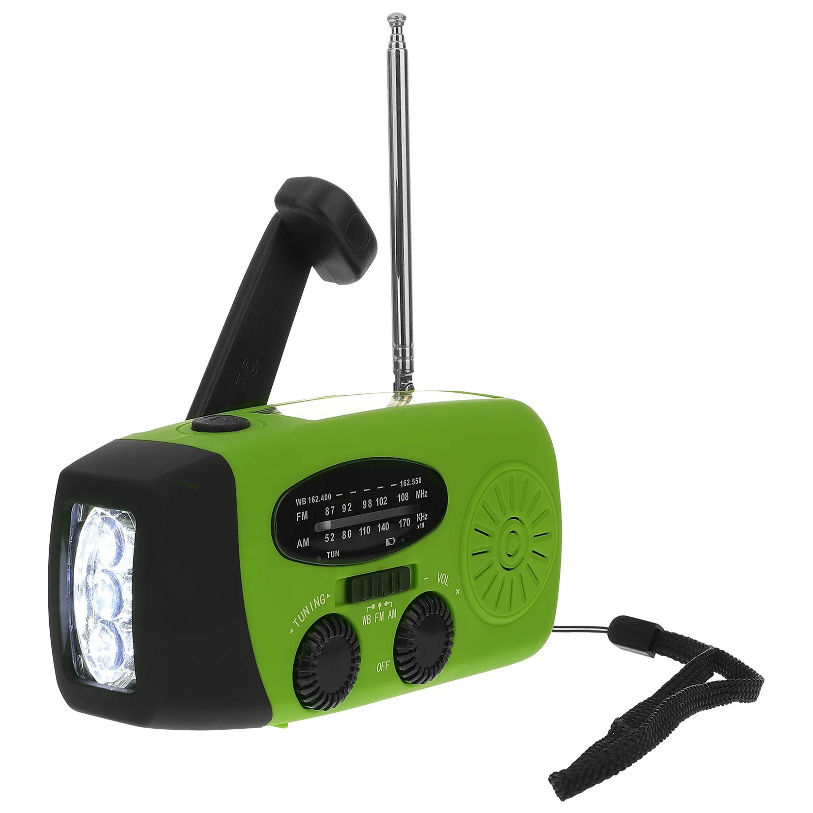 راديو الطوارئ المحمول بالطاقة الشمسية، شحن USB، راديو الطقس Am Fm مع بنك الطاقة، ضوء LED للمغامرة الخارجية