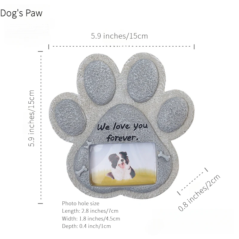 Deceased Pet Souvenir Resin Dog Memorial Cat souvenirs Paw Print Shape Tombstone Can Be Put Into The Pet Photo Desktop Ornaments