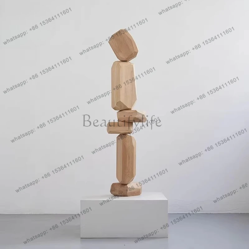 

Abstract solid wood sculpture artwork floor-to-ceiling ornament sales department clubhouse entrance vertical decoration