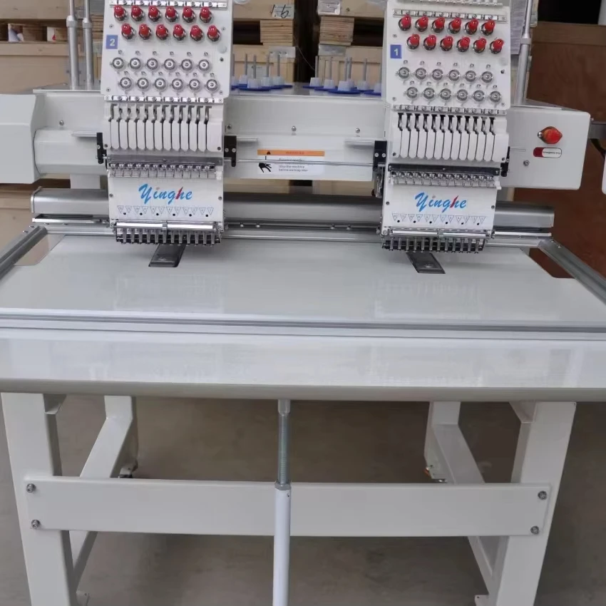 YH 1202 Hot Selling 2 Heads 12 s With Cap/flat/garment Automatic And Computerized Embroidery Machine Double Made In China