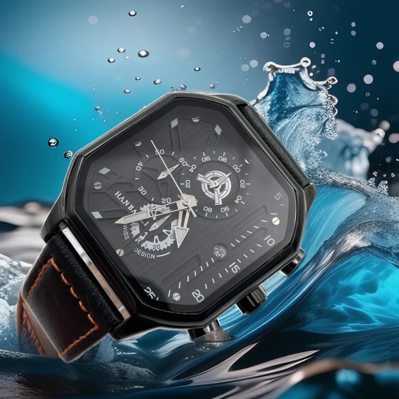 -Border Square Men's Watch Fashion Watch Waterproof Quartz Watch Men's Mechanical Watch Batch Flower