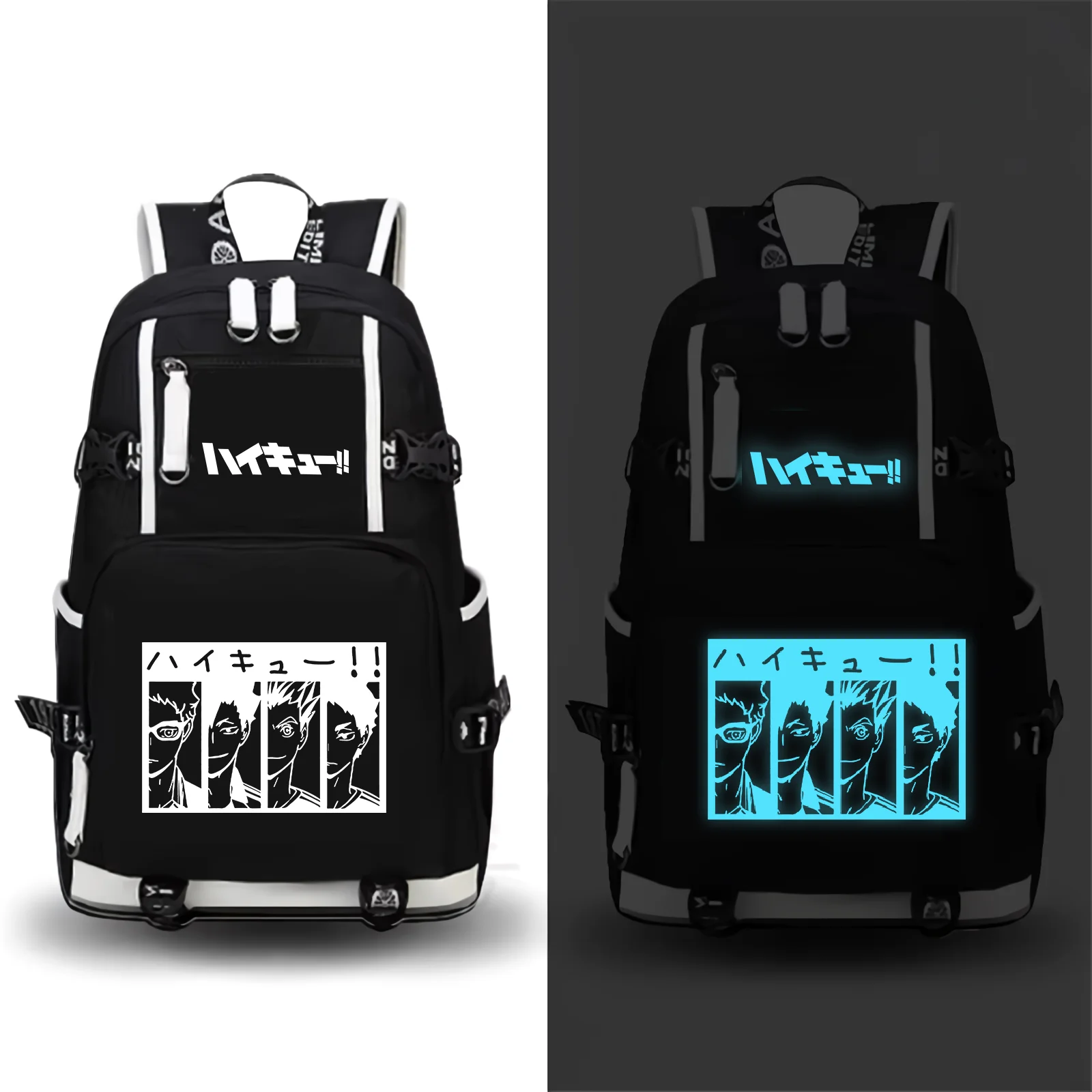High Quality Anime Haikyuu Hinata Syouyou Luminous Printing Military Backpack School Backpacks for Teenage Girls Oxford Bags
