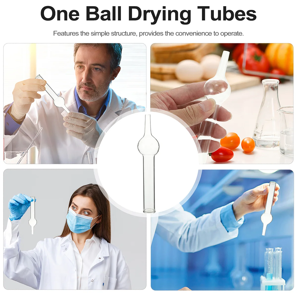 5 Pcs Chemical Experiment Equipment Teaching Glass Drying Tube Single-ball Tubes for Laboratory