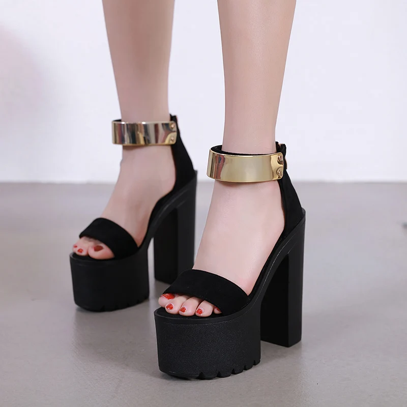 Muffin dance runway thick with fish mouth 16cm new 2024 spring summer hate sky high heels sandals 16cm simple platform sandals