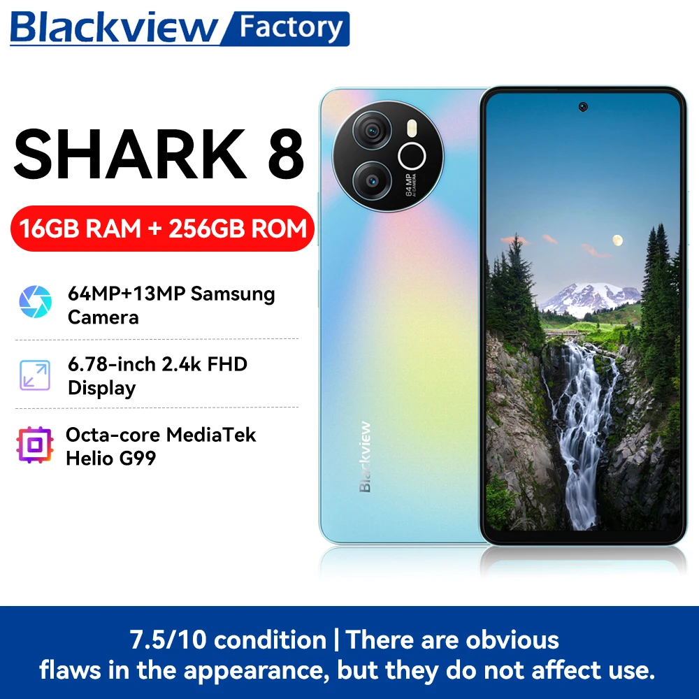 Глобальная версия смартфона Blackview SHARK 8, 6,78-дюймовый дисплей 120 Гц 2.4K, G99, б/у, 16 ГБ (8+8) + 256 ГБ, 5000 мАч, 64 МП, Android 13