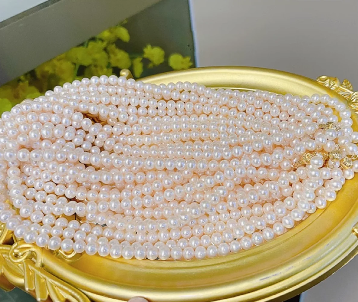 

Ожерелье из натурального жемчуга AAAA5-6 мм, японское круглое белое жемчужное ожерелье 18 дюймов + пуговица 18 карат/AU750 с сертификатом и коробкой