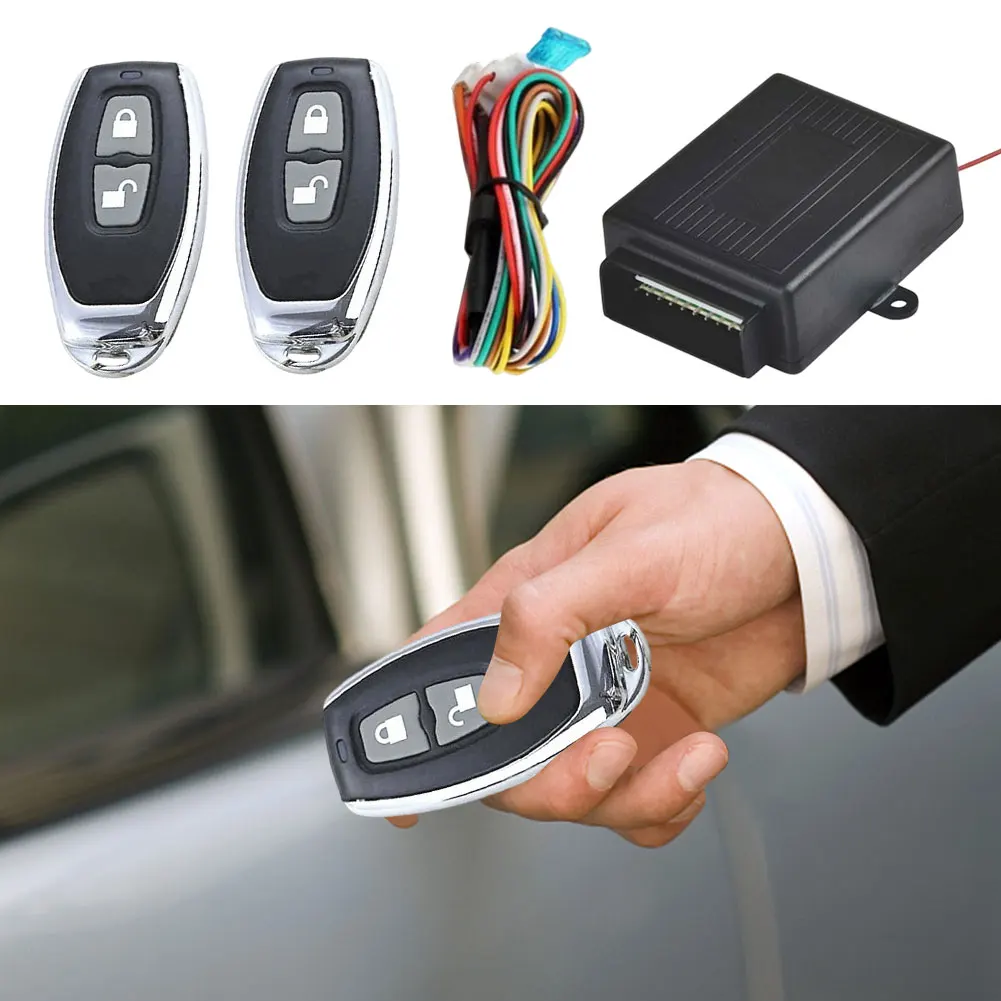 12V Car Door Lock Keyless Entry System Kit 2 Button Remote Control Auto Locking  Keyless Entry Kit