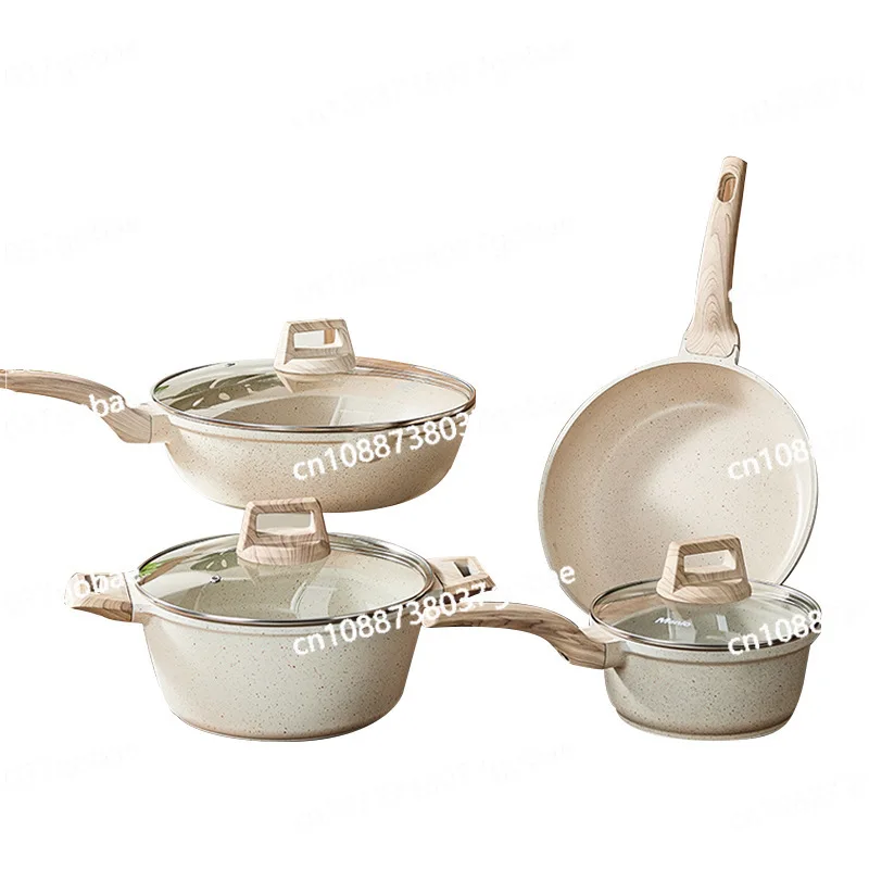 

Pot set, full set of household Maifanshi flat-bottomed non-stick pan