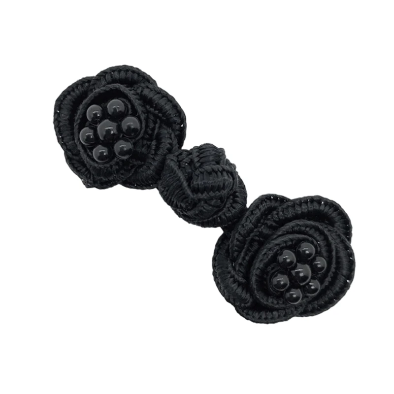 Unique Handmade Chinese Knot Button Rose Flower Ribbon Fastener Costume Diy Craft