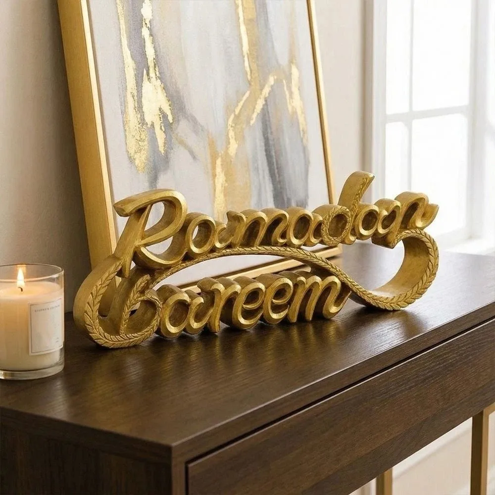 

Creative Resin Ramadan Letter Ornaments Gold Simple Eid Mubarak Decor Decorative Kareem Desktop Decorations Home