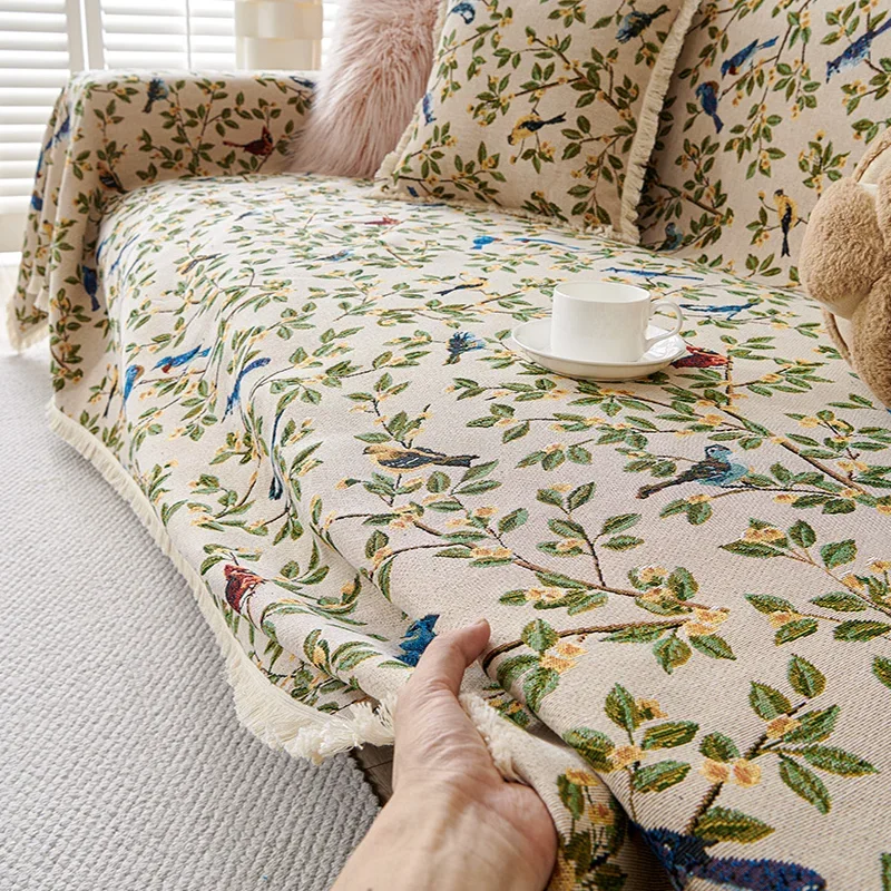 European and American Floral Printed Sofa Towel Romantic Corner Couch Covers for Four Seasons Anti-Dirt All-Inclusive Sofa Cover