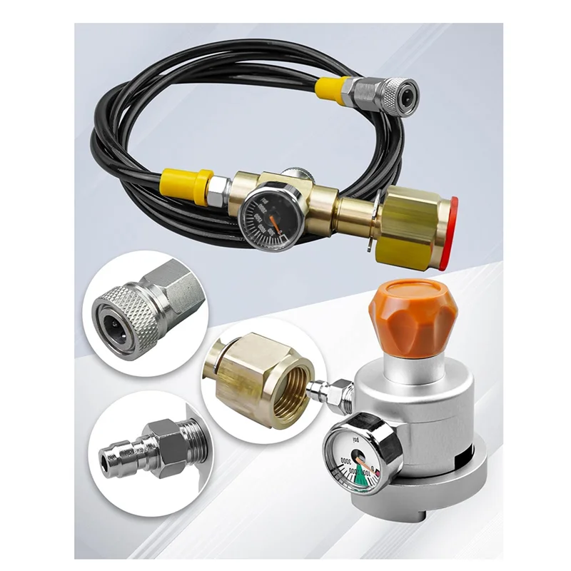 

Soda Machine CO2 Refill Adapter With Pressure Gauge And Horse, Quick Connect Accessories