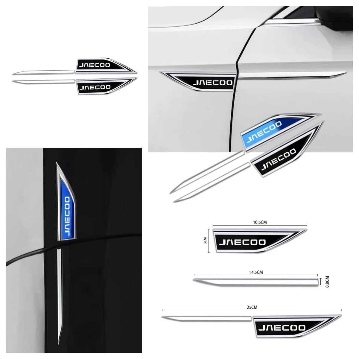 2Pcs Metal Style Side Fender Badge Decal Protection Sticker Fit Chery Tiggo7 Tiggo8 Pro Omoda5 Jaecoo J7 J8 Jetour X70 X90 Auto