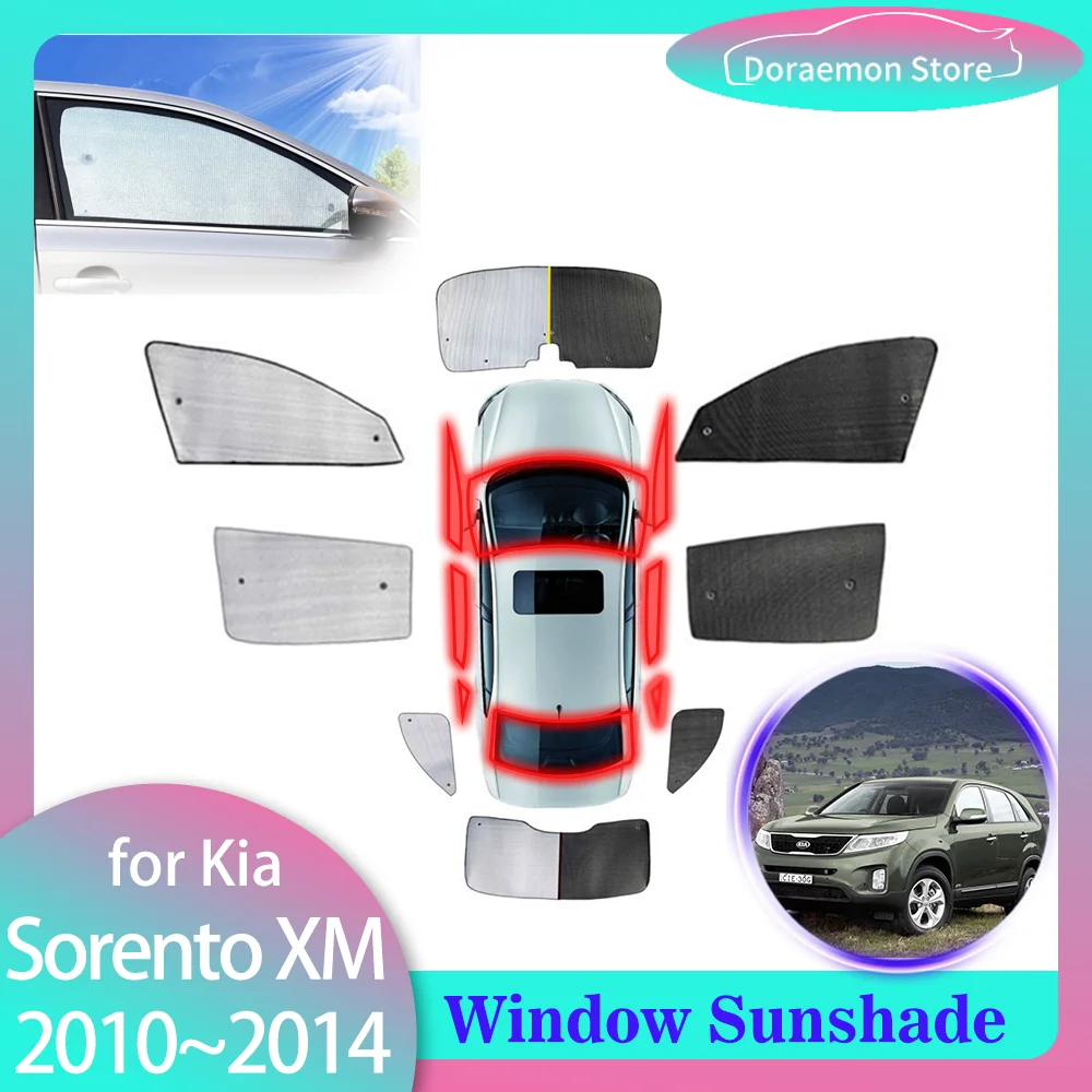 Full Car Sunshade for Kia Sorento XM SX LX 2010~2014 2011 Mat Side Window Sun Shade Parasol Visor Cover Curtain Pad Accessories