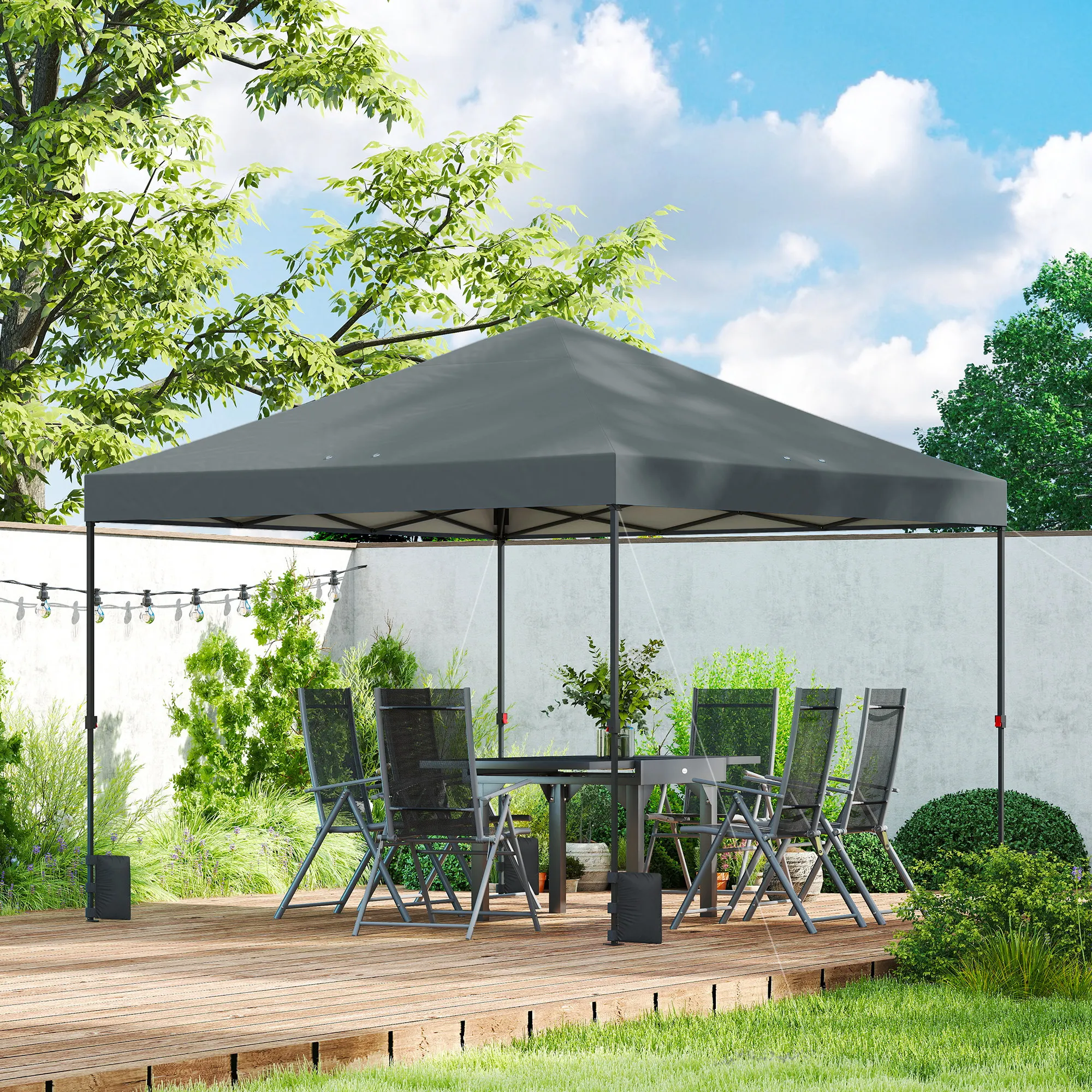 10 x 10 ft Pop Up Canopy Tent with One Push Setup, Outdoor Portable Instant Canopy Shelter w/ Roller Bag, Dark Gray