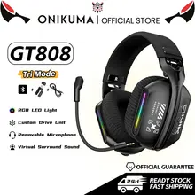 Fone de ouvido para jogos sem fio ONIKUMA: 2,4G/com fio/Bluetooth 3 modos, microfone HD dobrável, almofadas de ouvido macias, som imersivo para PC/PS4/5