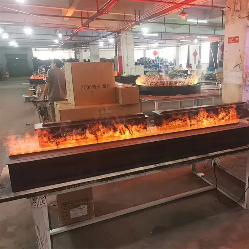 Customised 3D Electric Fireplace Remote Control Indoor Decorative Artificial Steel Marble Insert Water Fuel Villa Simulation