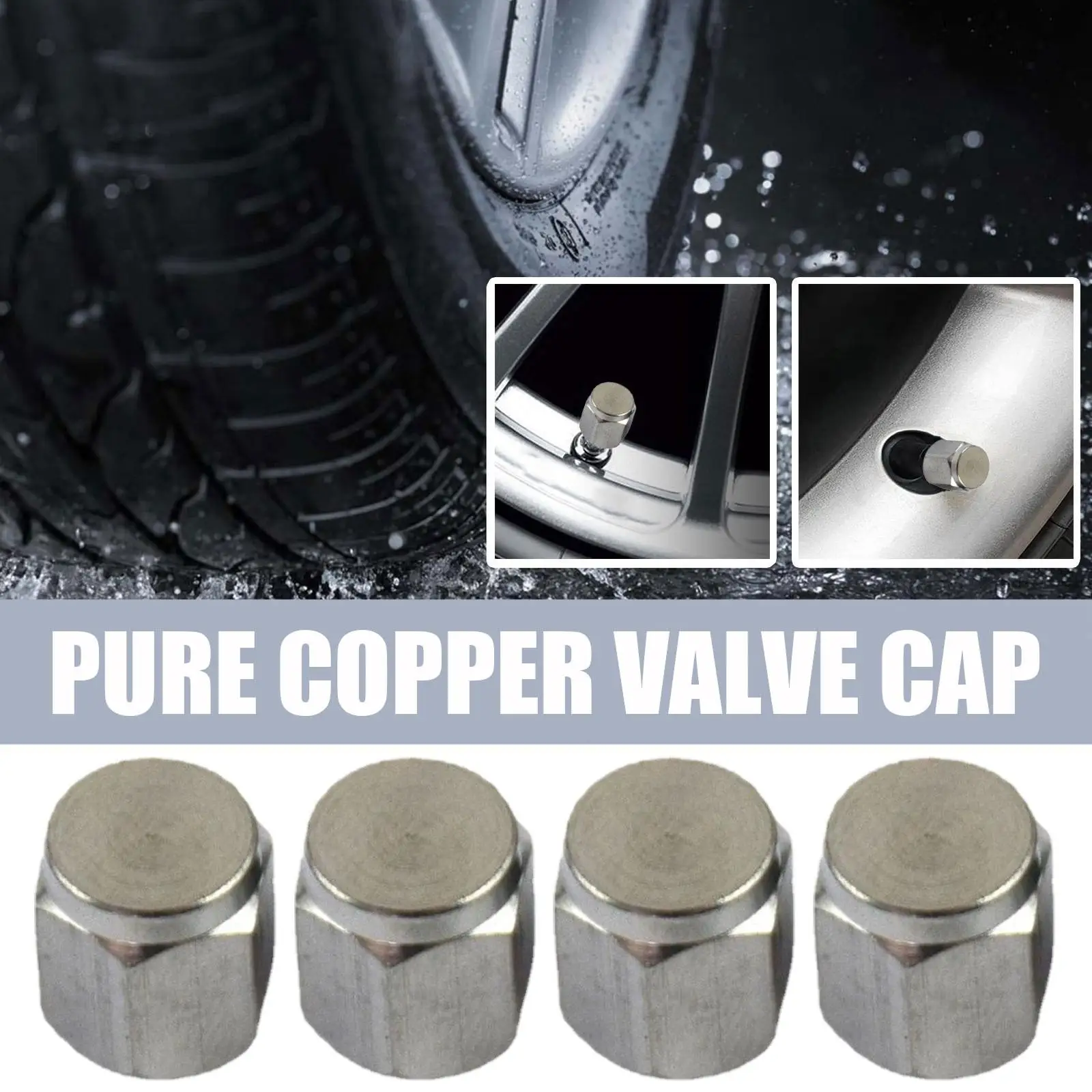 1 Pcs Tire Caps Silver Metal Rubber Seal Tire Stem Caps Covers Quality Lightweight Dust Proof V3c2