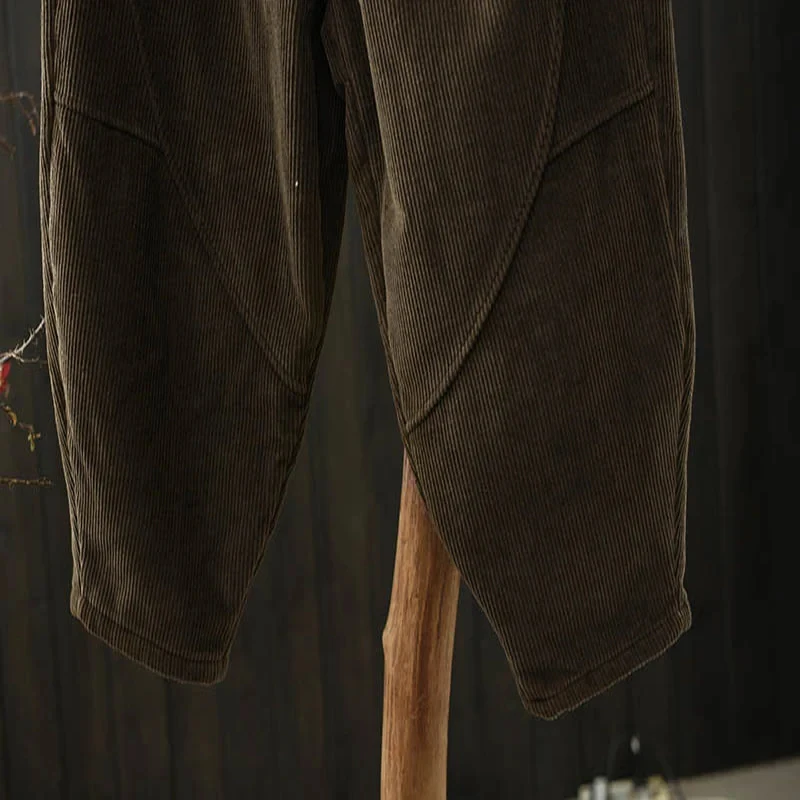 Autumn Winter Female Loose Thicken Pant Ladies High Waist Corduroy Trousers Women Large Size 4XL Casual Carrot Pantalons