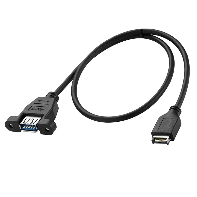 USB 3.0 Female Pair Type-e Computer Host Rear Motherboard Connection Cable With Panel Mounting Screws To Secure Data Cable