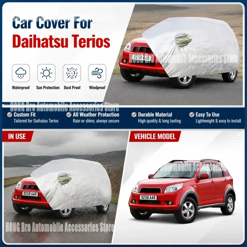 For Daihatsu Terios 2006-2025 Full Car Cover Windproof Sun UV Rain Snow Dust Proof Auto Vehicle Protective Outdoor